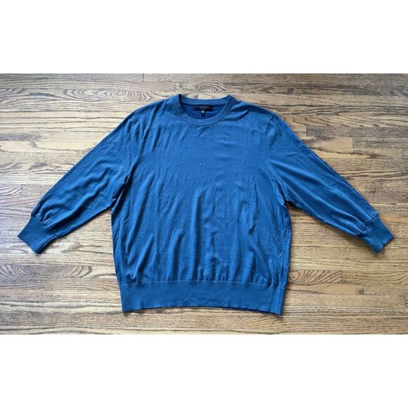 Rag & Bone New York Blue Silk Blend Pullover Sweater Top  Women's Size XXL - Picture 3 of 11